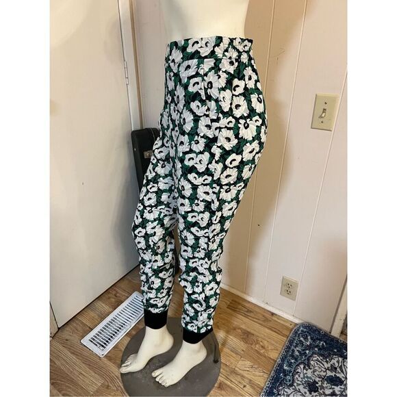 Stella McCartney Green Floral Elastic Back Skinny Viscose Pants w/tapered Ankles - Picture 8 of 16